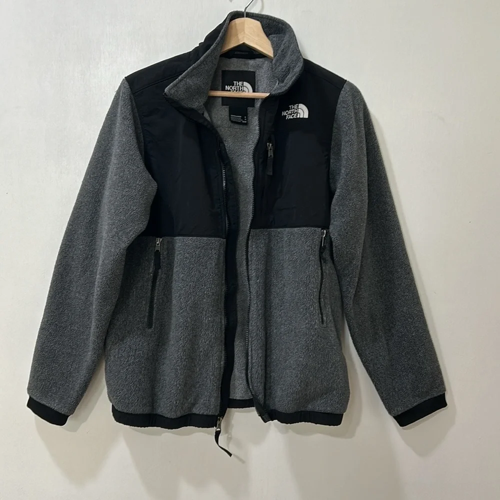 THE NORTH FACE YOUNG FLEECE JACKET  GREY BLACK FULL ZIP UP Sz XL(18-20) - Picture 2 of 7
